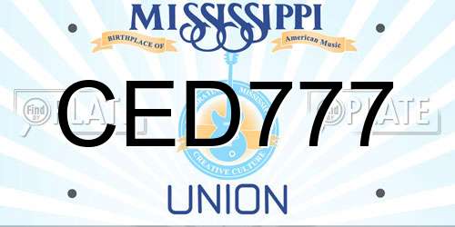 CED777 Mississippi License Plate
