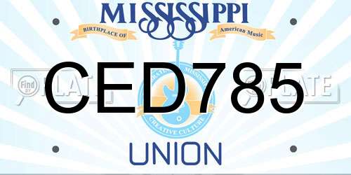 CED785 Mississippi License Plate