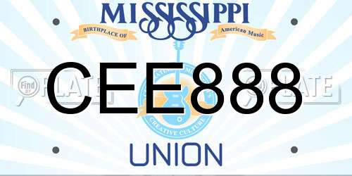 CEE888 Mississippi License Plate