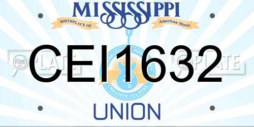 CEI1632 Mississippi License Plate