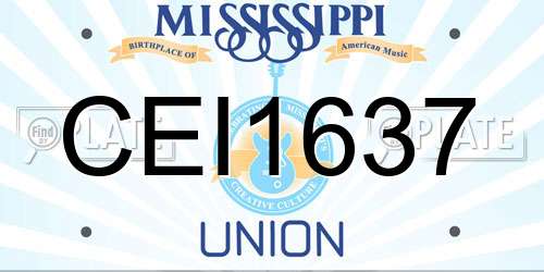 CEI1637 Mississippi License Plate