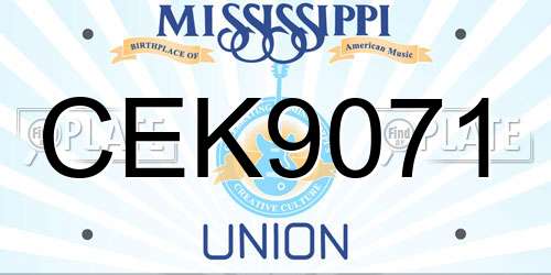 CEK9071 Mississippi License Plate