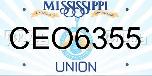 CEO6355 Mississippi License Plate