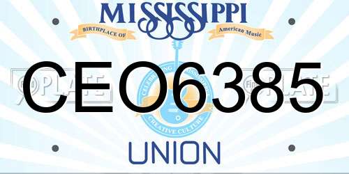 CEO6385 Mississippi License Plate