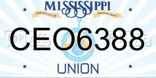 CEO6388 Mississippi License Plate