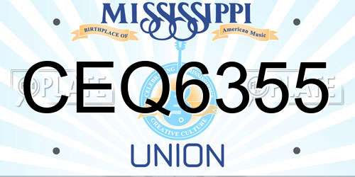 CEQ6355 Mississippi License Plate