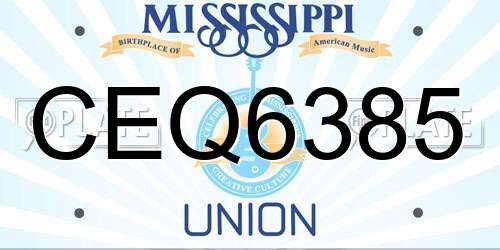 CEQ6385 Mississippi License Plate