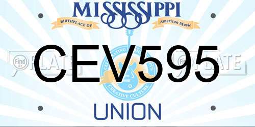 CEV595 Mississippi License Plate