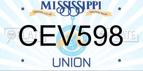 CEV598 Mississippi License Plate