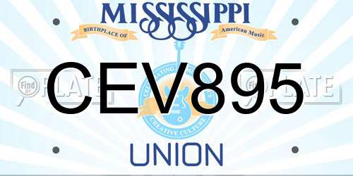 CEV895 Mississippi License Plate