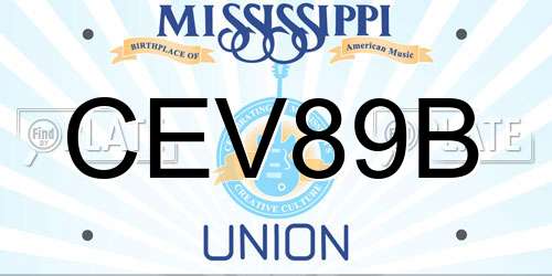 CEV89B Mississippi License Plate