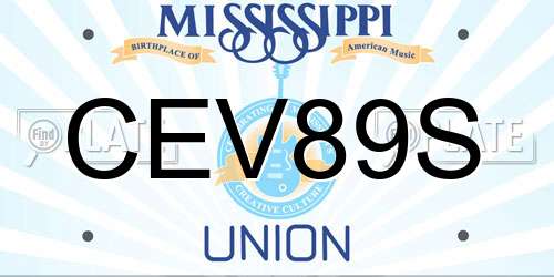 CEV89S Mississippi License Plate