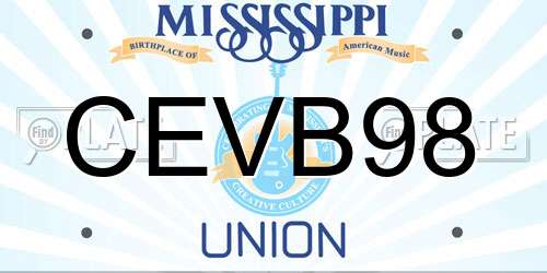 CEVB98 Mississippi License Plate