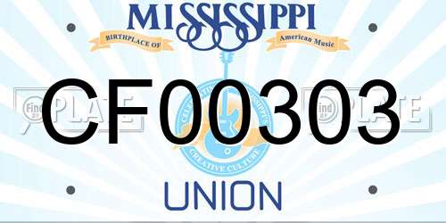 CF00303 Mississippi License Plate