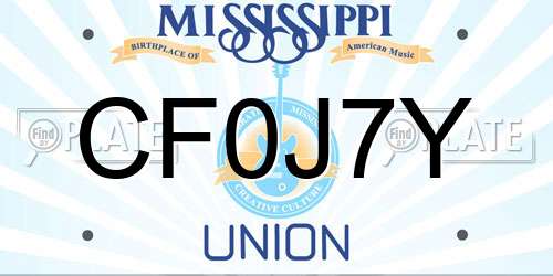 CF0J7Y Mississippi License Plate