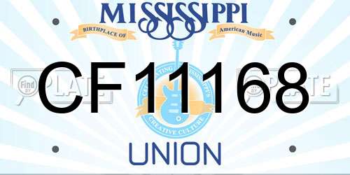 CF11168 Mississippi License Plate