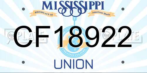 CF18922 Mississippi License Plate