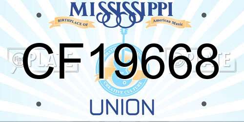 CF19668 Mississippi License Plate