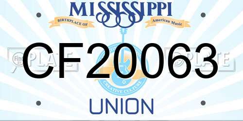 CF20063 Mississippi License Plate