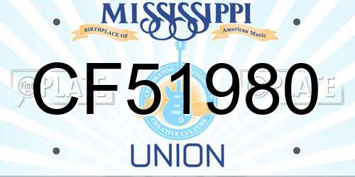 CF51980 Mississippi License Plate