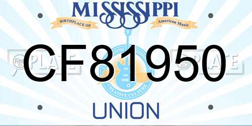 CF81950 Mississippi License Plate