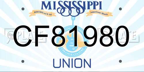 CF81980 Mississippi License Plate