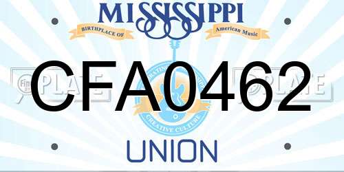 CFA0462 Mississippi License Plate