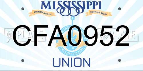 CFA0952 Mississippi License Plate