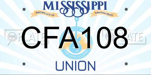 CFA108 Mississippi License Plate