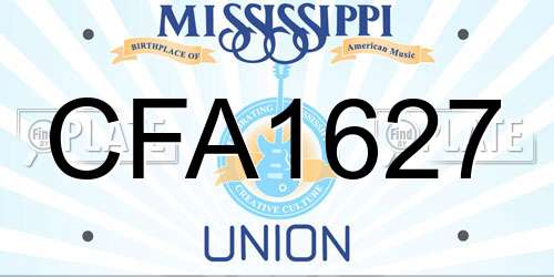 CFA1627 Mississippi License Plate