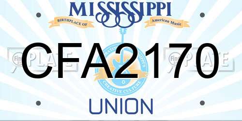 CFA2170 Mississippi License Plate