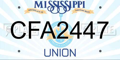 CFA2447 Mississippi License Plate