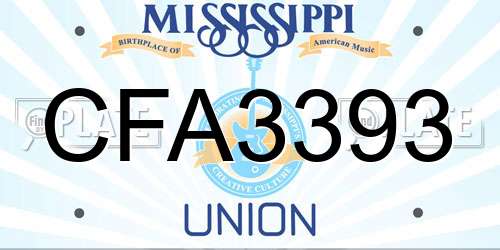 CFA3393 Mississippi License Plate