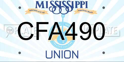 CFA490 Mississippi License Plate