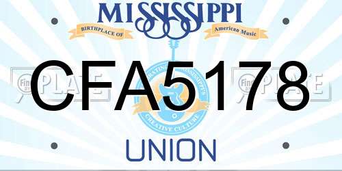 CFA5178 Mississippi License Plate