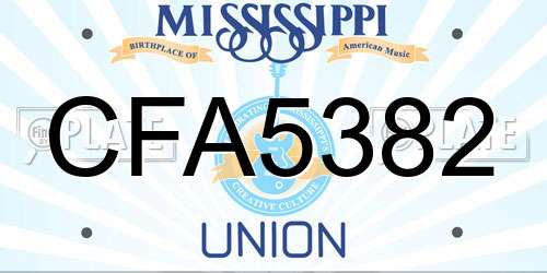 CFA5382 Mississippi License Plate