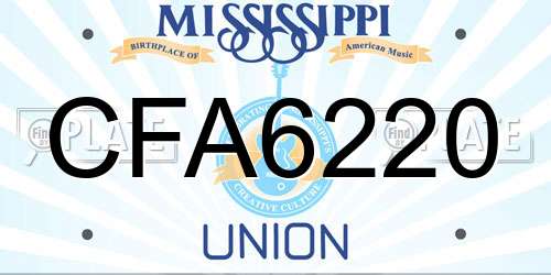 CFA6220 Mississippi License Plate