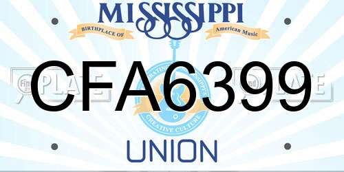 CFA6399 Mississippi License Plate
