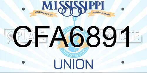 CFA6891 Mississippi License Plate