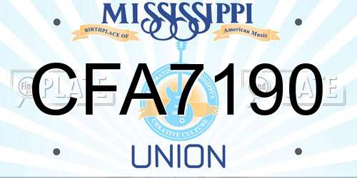 CFA7190 Mississippi License Plate