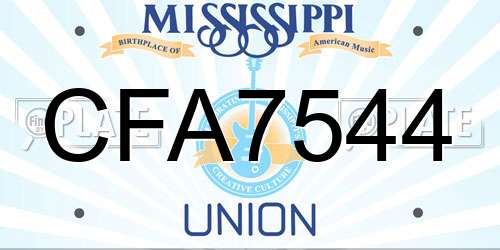 CFA7544 Mississippi License Plate