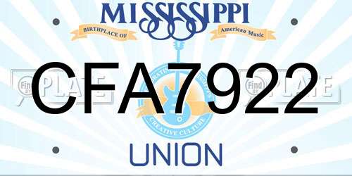 CFA7922 Mississippi License Plate