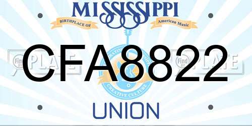 CFA8822 Mississippi License Plate