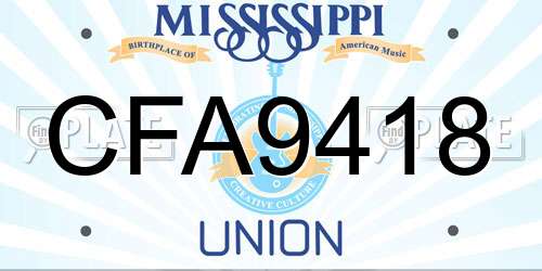 CFA9418 Mississippi License Plate