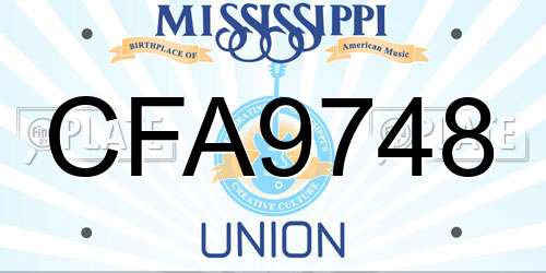 CFA9748 Mississippi License Plate