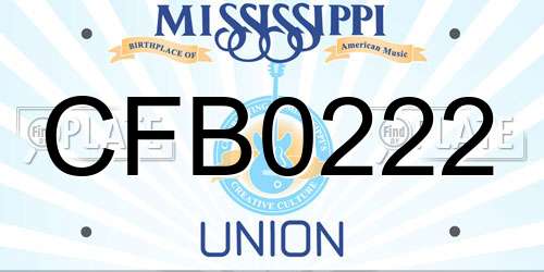 CFB0222 Mississippi License Plate