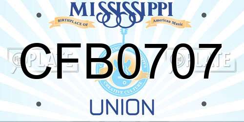 CFB0707 Mississippi License Plate