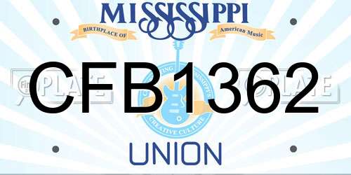 CFB1362 Mississippi License Plate