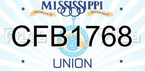 CFB1768 Mississippi License Plate