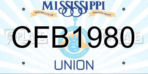 CFB1980 Mississippi License Plate